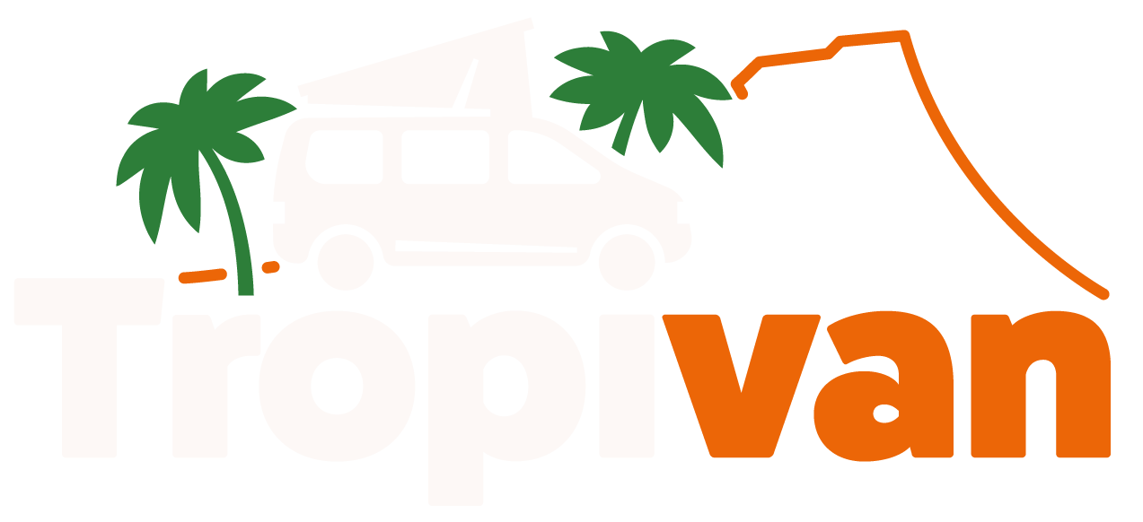 Logo de Tropivan pour la location de van à la Réunion en blanc